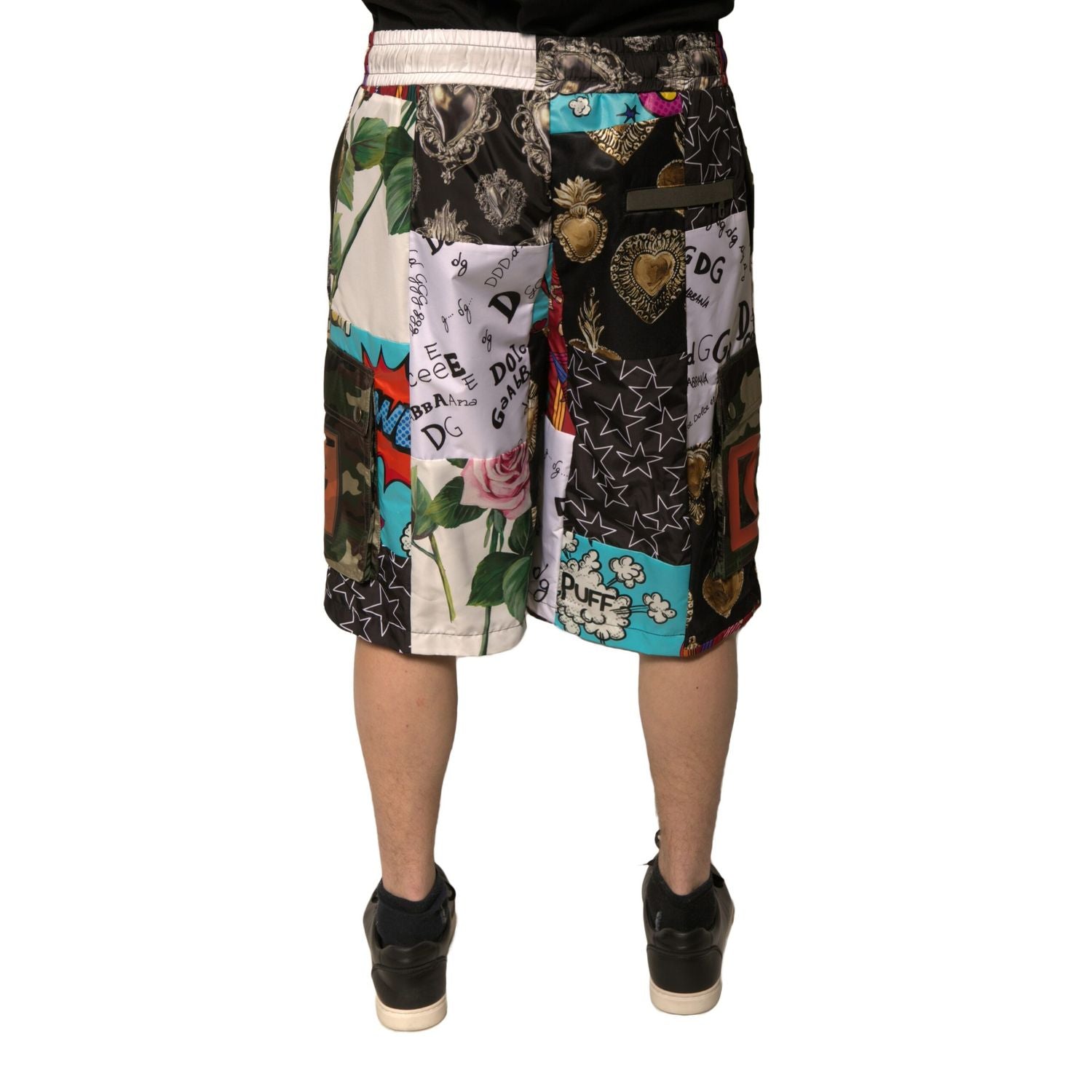 Dolce & Gabbana Multicolor Patchwork Cargo Bermuda Shorts