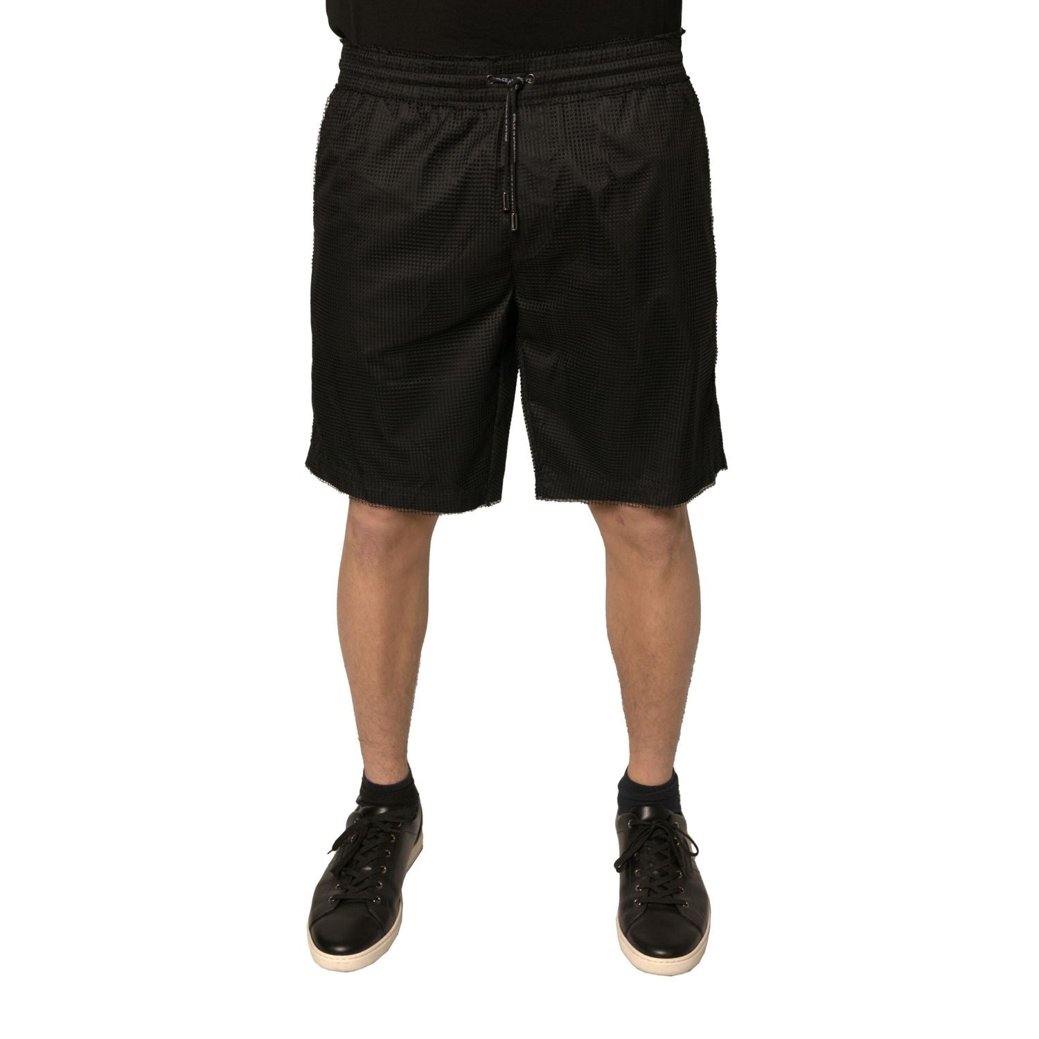 Dolce & Gabbana Black Polyester Jersey Mid Waist Shorts