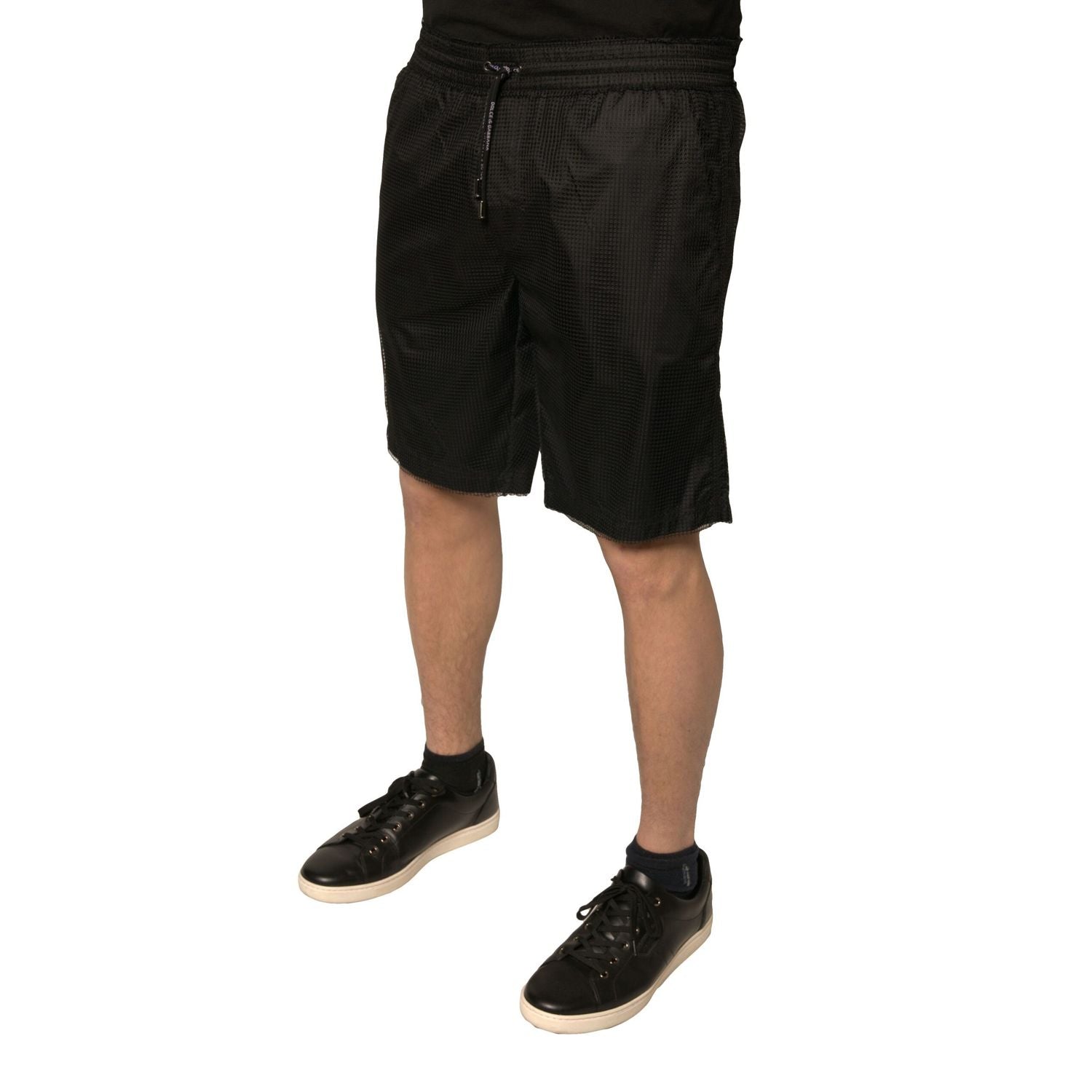 Dolce & Gabbana Black Polyester Jersey Mid Waist Shorts
