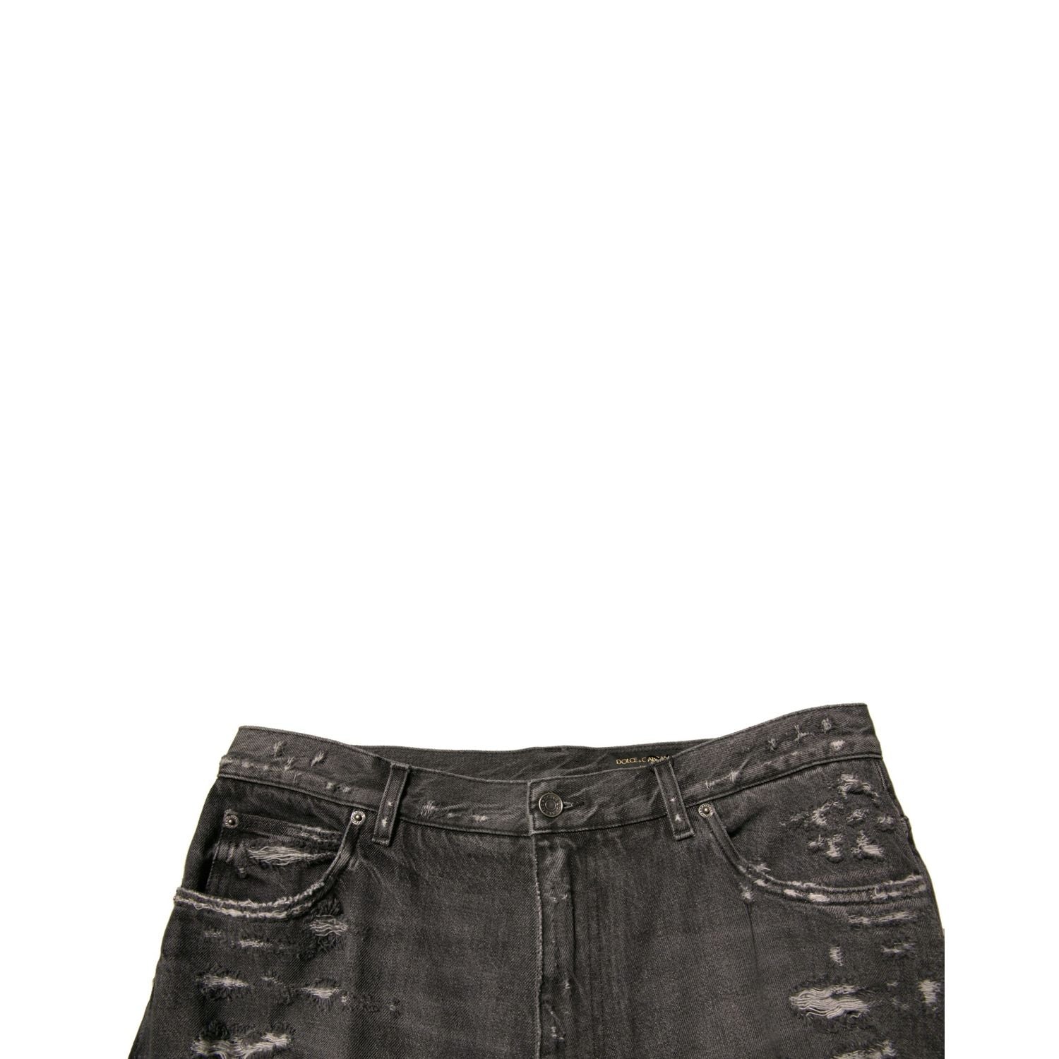 Dolce & Gabbana Gray Tattered Cotton Straight Men Denim Jeans