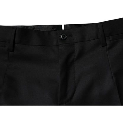 Dolce & Gabbana Black Wool Tapered Formal Dress Pants