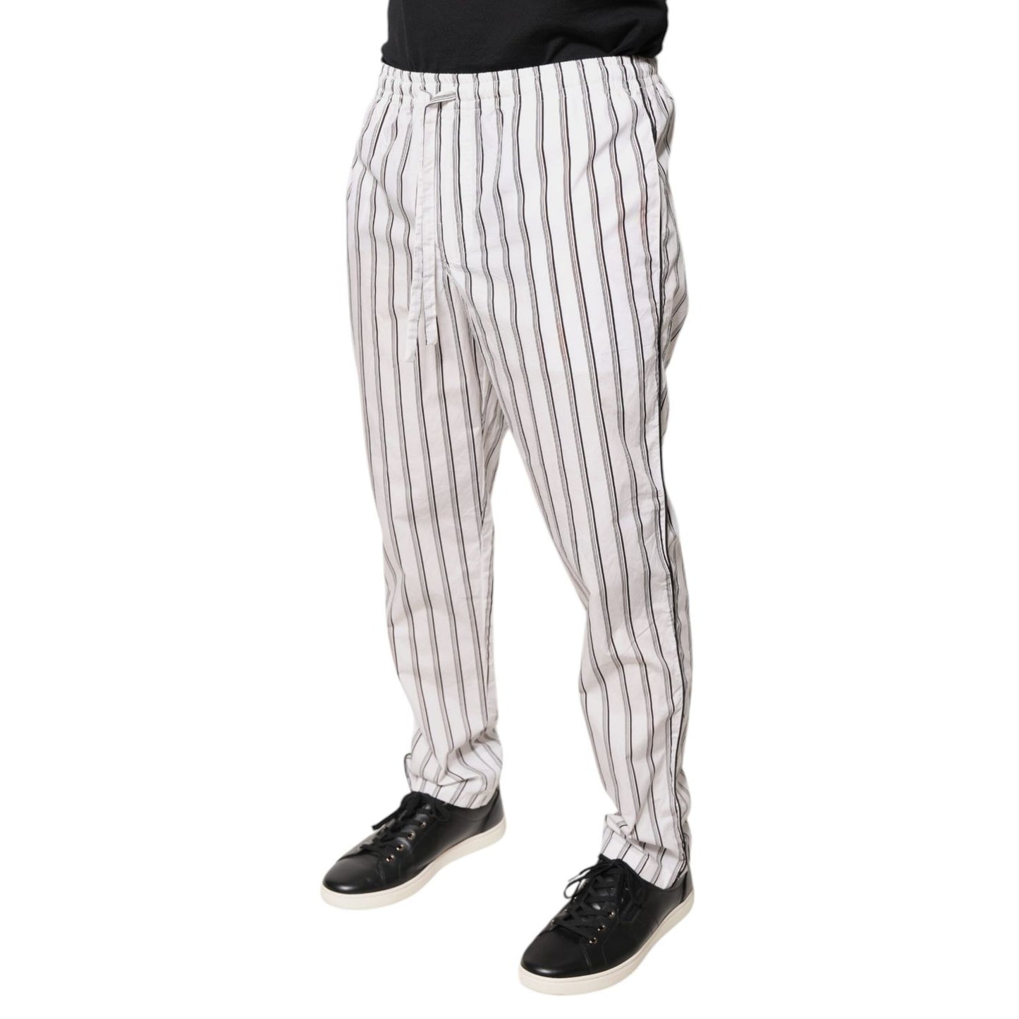 Dolce & Gabbana White Stripes Cotton Skinny Dress Pants
