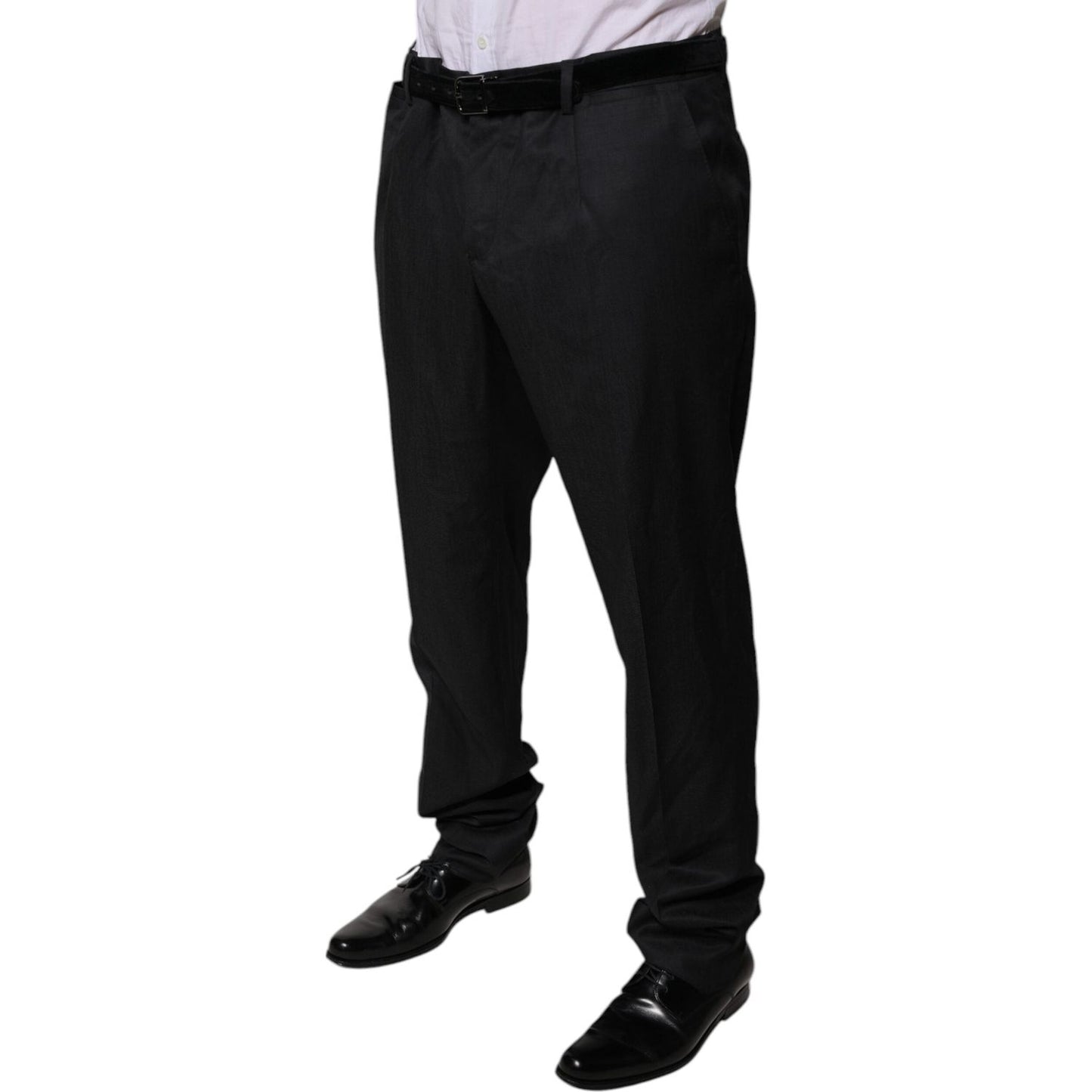 Dolce & Gabbana Black Wool Tapered Formal Dress Pants