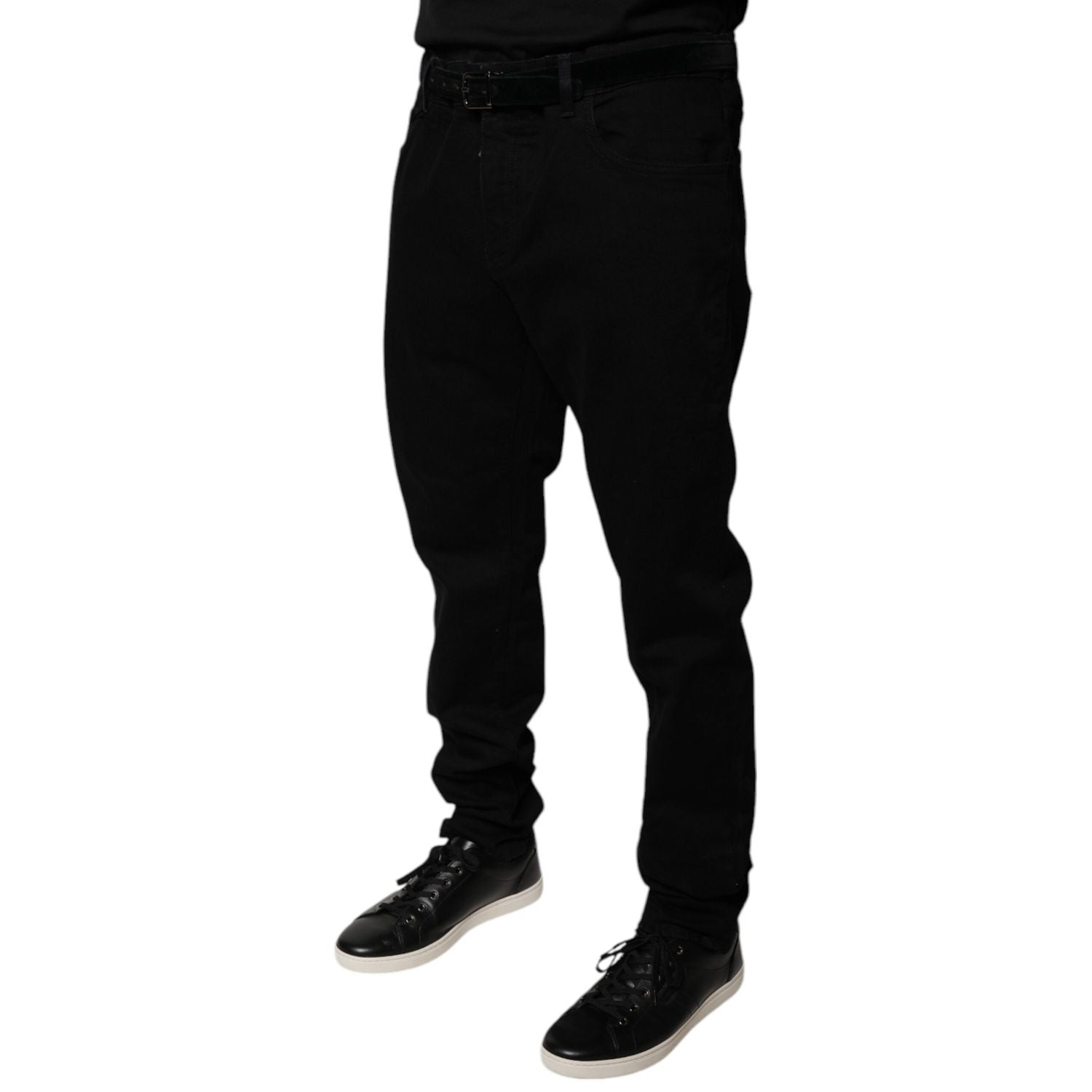 Dolce & Gabbana Black Logo Cotton Stretch Skinny Denim Jeans