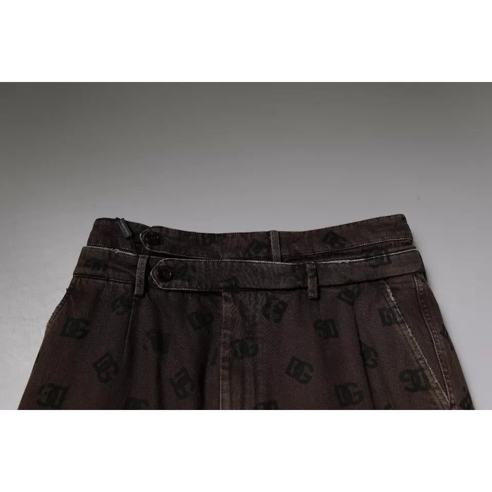 Dolce & Gabbana Brown Logo Cotton Straight Denim Jeans PAN75830-48