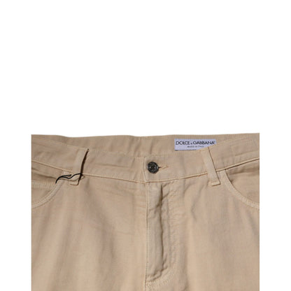 Dolce & Gabbana Beige Cotton Mid Waist Skinny Denim Jeans