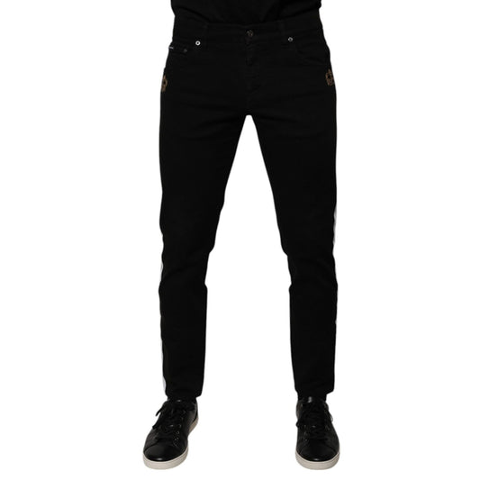 Dolce & Gabbana Black Crown White Lining Skinny Denim Jeans
