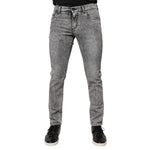 Dolce & Gabbana Gray Logo Plaque Cotton Slim Fit Denim Jeans