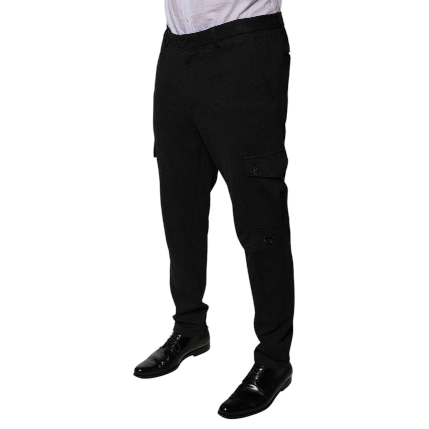 Dolce & Gabbana Black Viscose Cargo Men Casual Pants