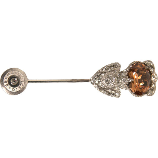 Dolce & Gabbana Silver 925 Sterling Silver Crystals Pin Collar Brooch 1728,67345645728,Dolce & Gabbana,Jewelry,Material: 80% 925 Sterling Silver 20% Glass,Men,Men - Jewelry,New with tags,Other - Men - Jewelry,Silver Dolce & Gabbana SMY10557