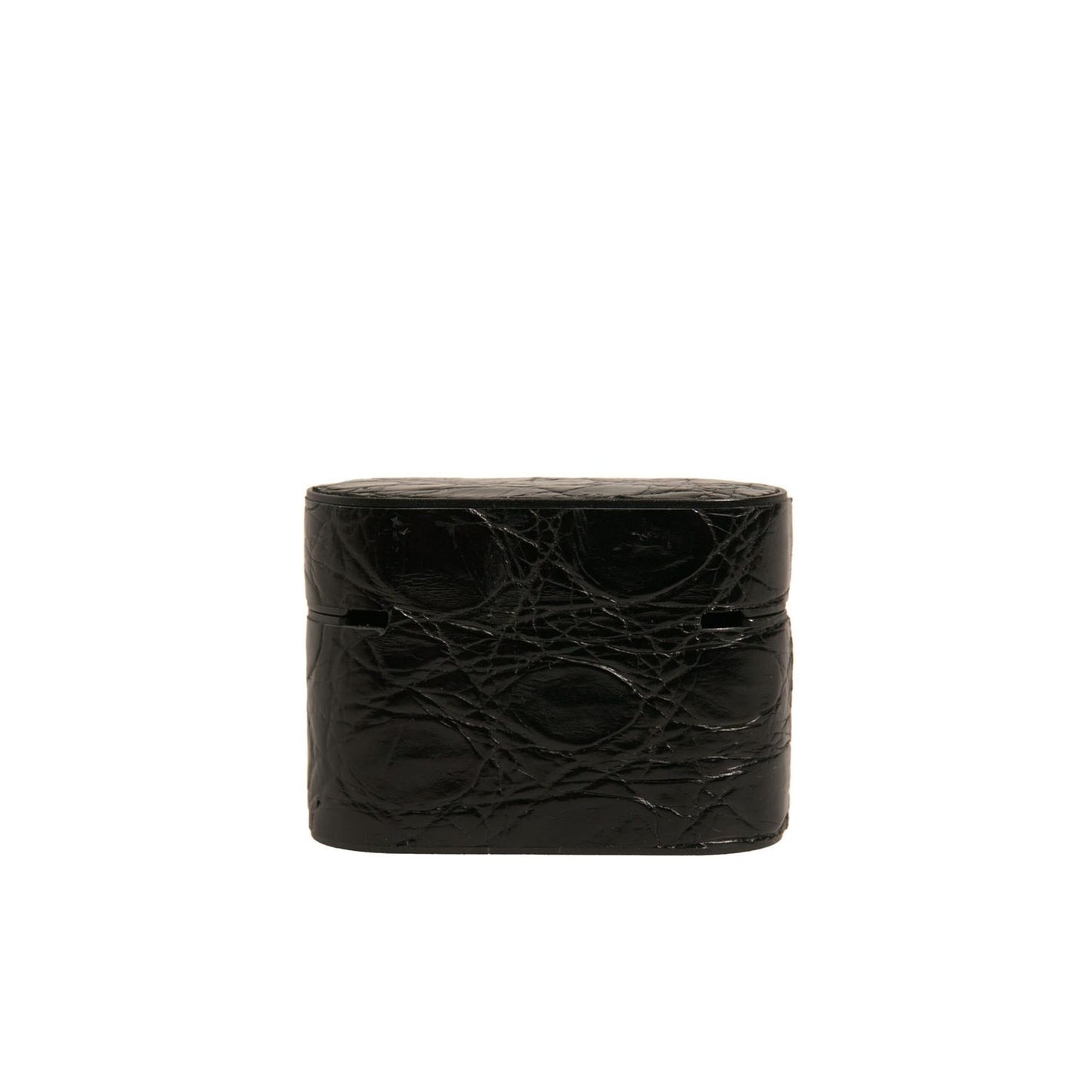 Dolce & Gabbana Black Leather Metal Logo Plaque Holder Airpods Case