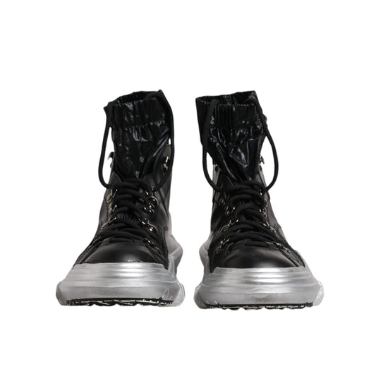 Dolce & Gabbana Black Nylon Galileo High Top Sneakers Shoes