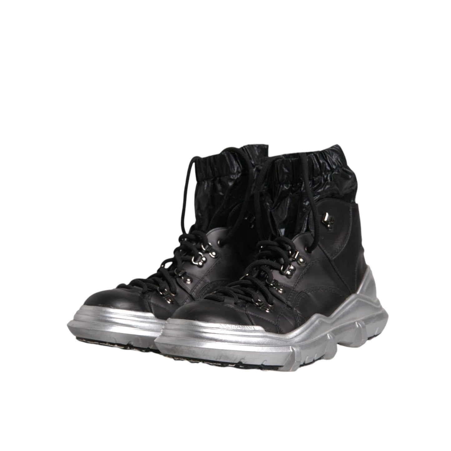 Dolce & Gabbana Black Nylon Galileo High Top Sneakers Shoes