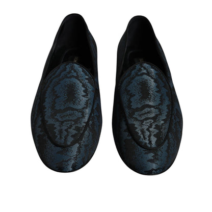 Dolce & Gabbana Blue Black Flats Men Loafers Dress Shoes