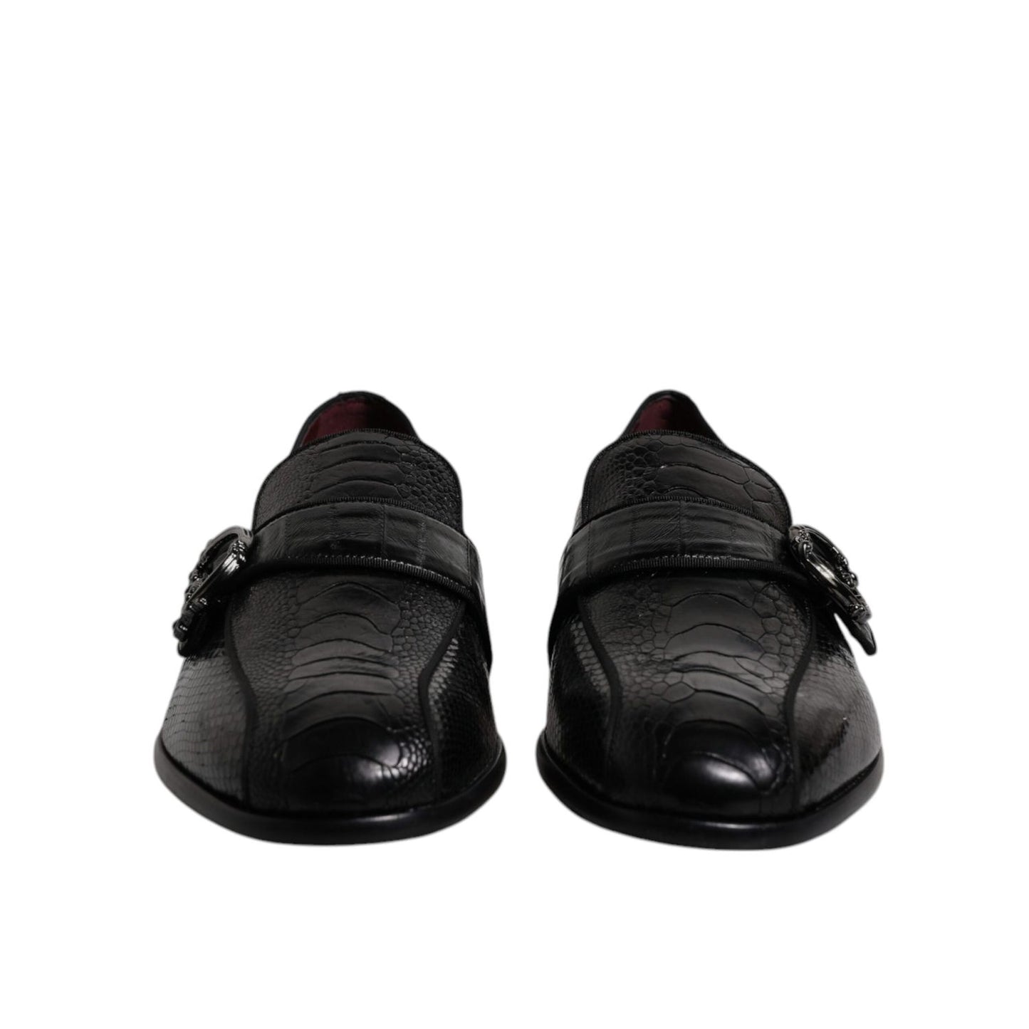 Dolce & Gabbana Black Exotic Leather DG Logo Loafers Formal Dress Shoes