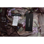 Dolce & Gabbana Black Key Floral Print Silk Blouse T-shirt