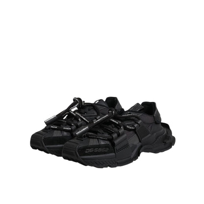 Dolce & Gabbana Black Low Top Space Lace Up Sneakers Shoes