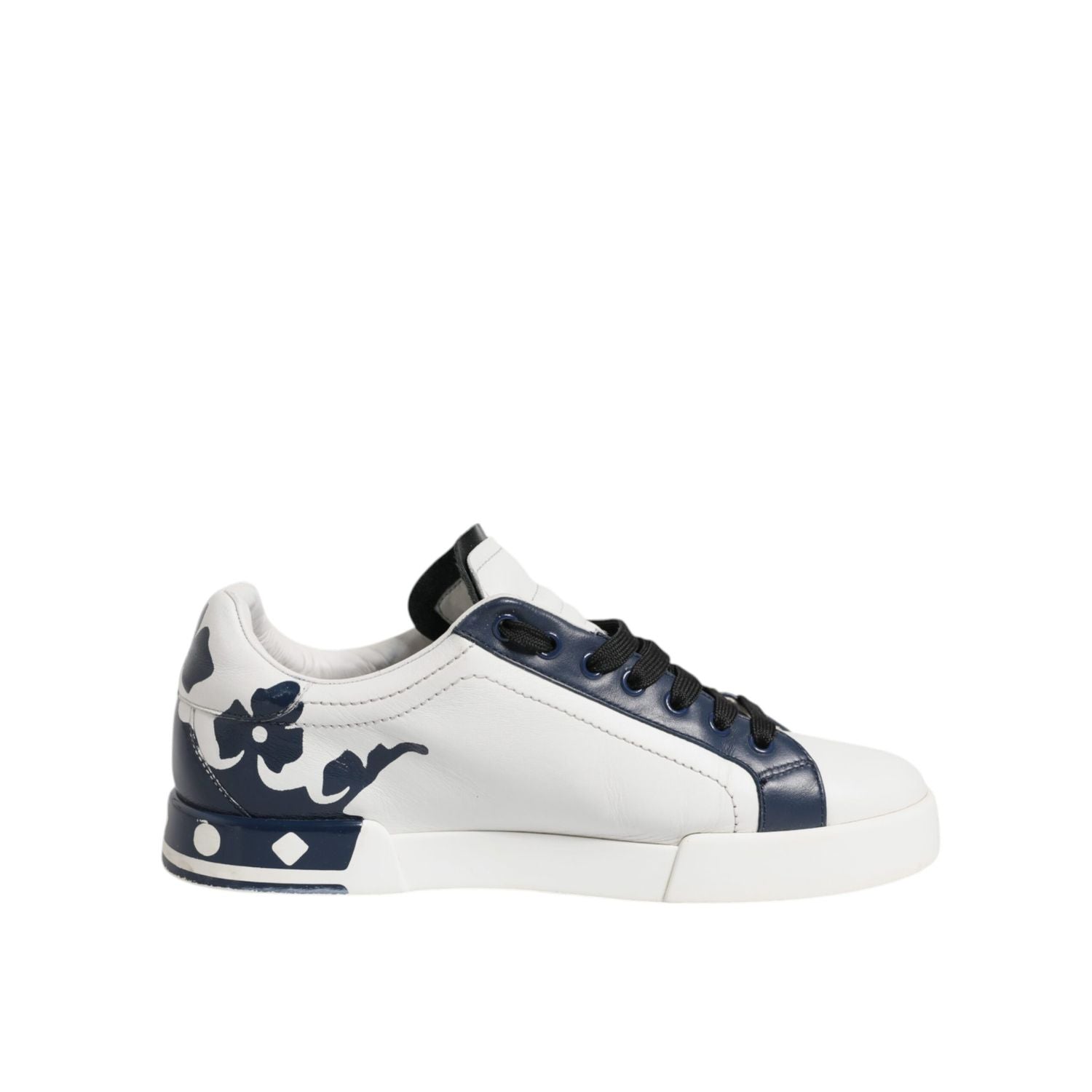 Dolce & Gabbana White Blue Leather Crown Milano Sneakers Shoes