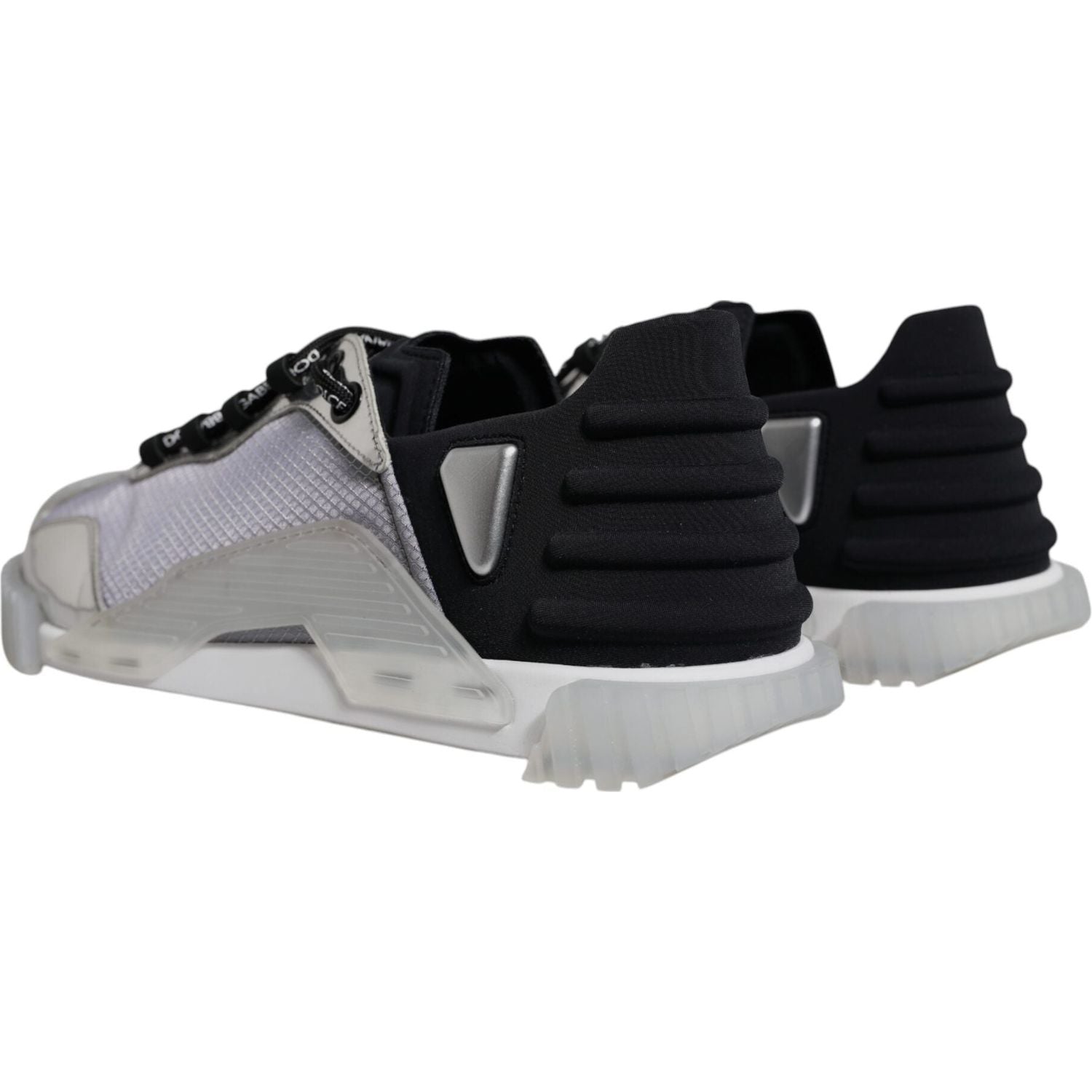 Dolce & Gabbana Silver Black Nylon NS1 Low Top Sneakers Shoes