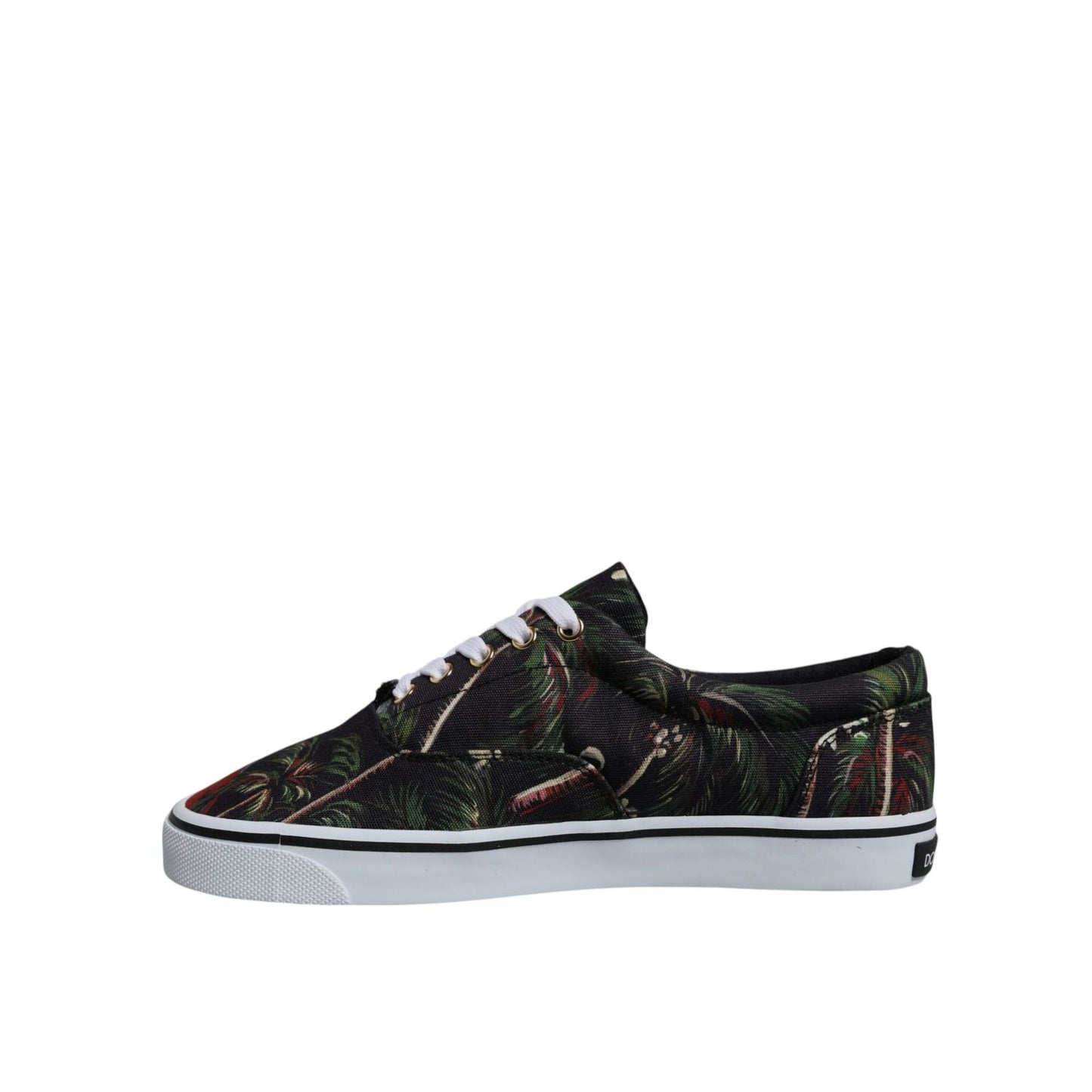 Dolce & Gabbana Black Tropical Print Low Top Sneakers Shoes