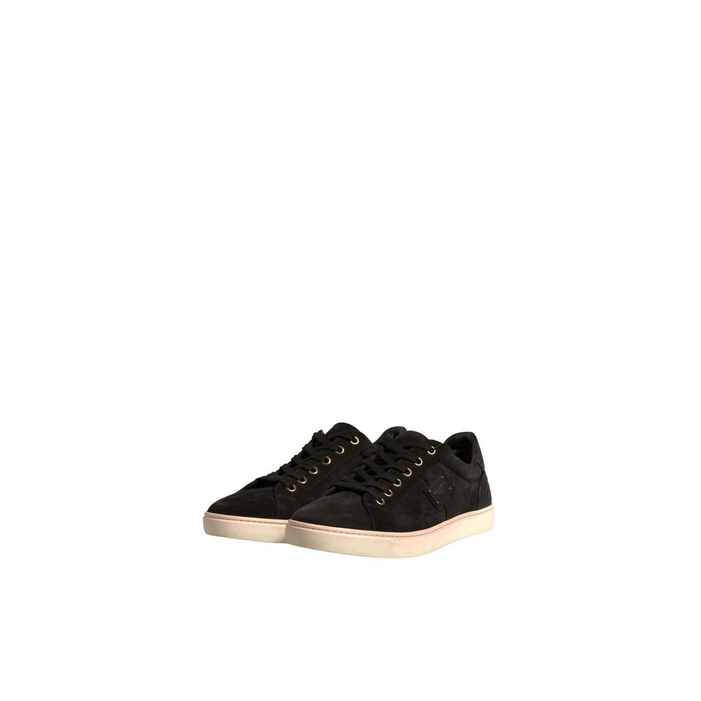Dolce & Gabbana Black Logo Suede Leather Men Sneakers Shoes