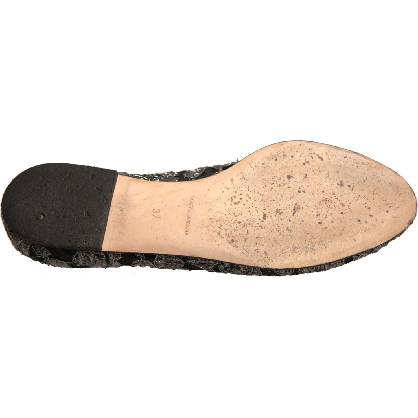 Dolce & Gabbana Silver Crystal Loafer Lace Ballet Flats Shoes LA12356-37