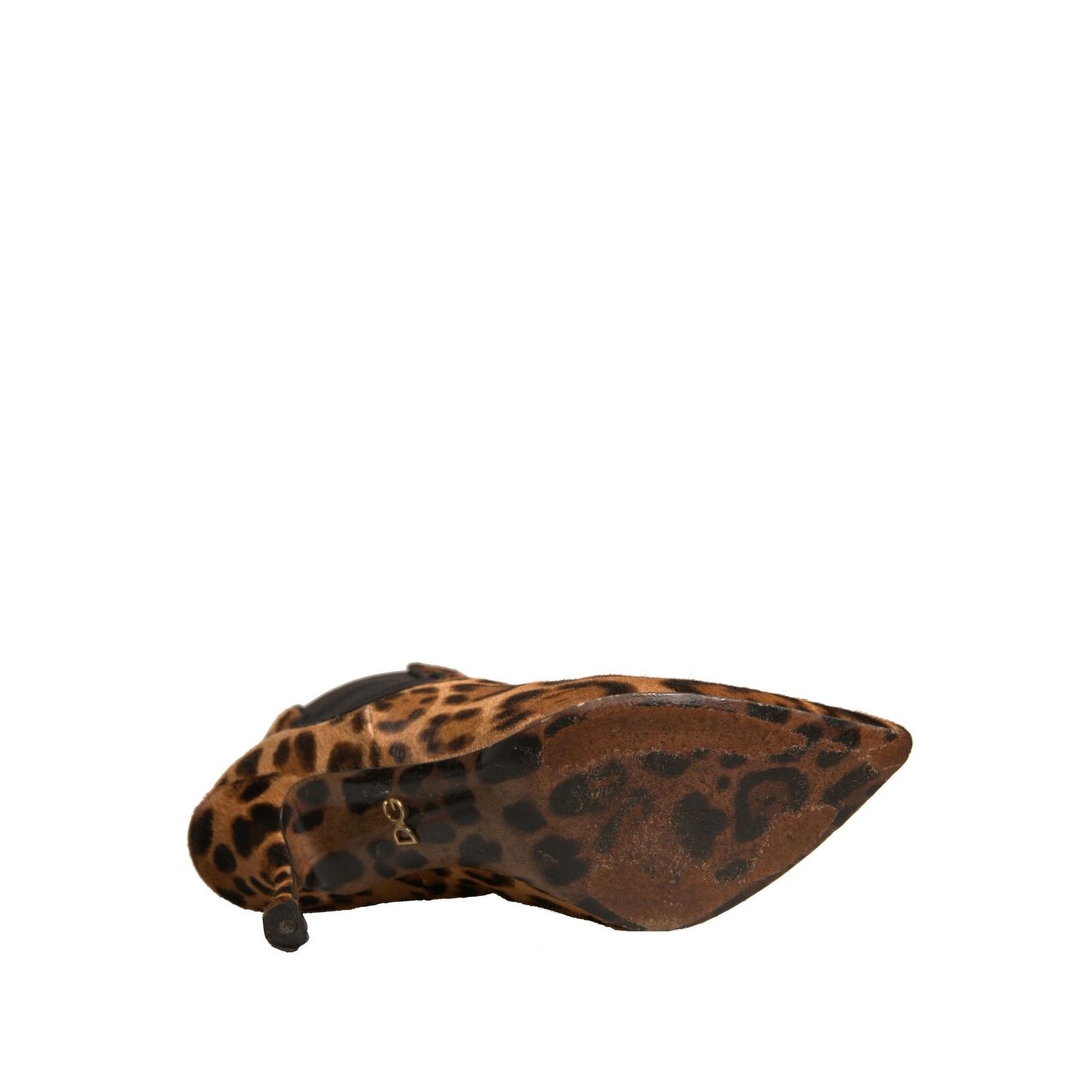 Dolce & Gabbana Brown Leopard Leather Stretch Heels Boots Shoes