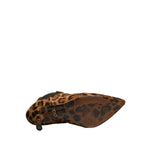 Dolce & Gabbana Brown Leopard Leather Stretch Heels Boots Shoes