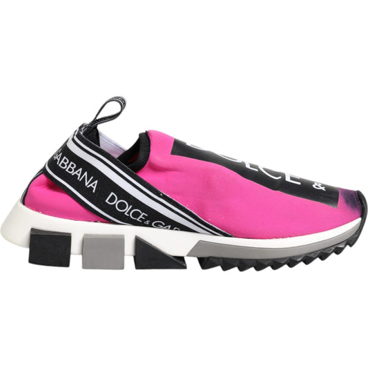 Dolce & Gabbana Fuchsia White Slip On Sorrento Sneakers Shoes