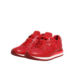 Dolce & Gabbana Red Floral Lace Leather Sneakers Shoes
