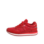 Dolce & Gabbana Red Floral Lace Leather Sneakers Shoes