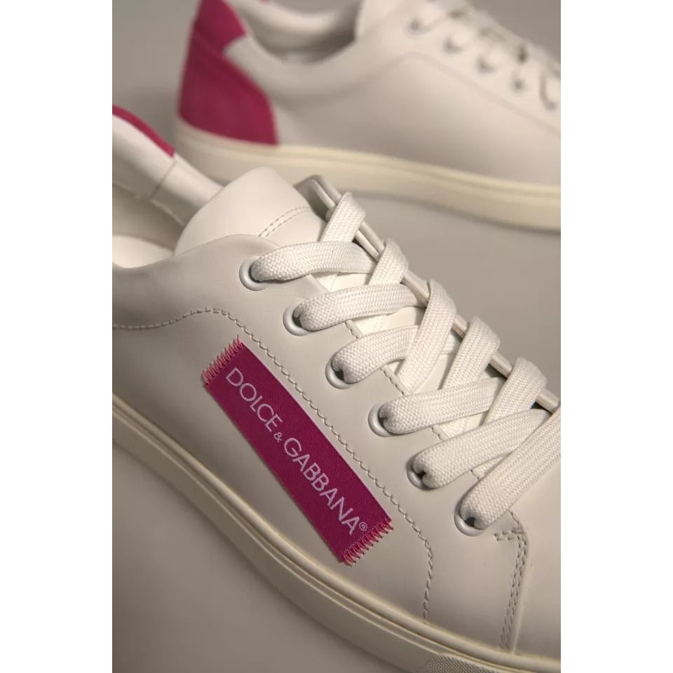 Dolce & Gabbana White Suede Leather Low Top Sneakers Shoes
