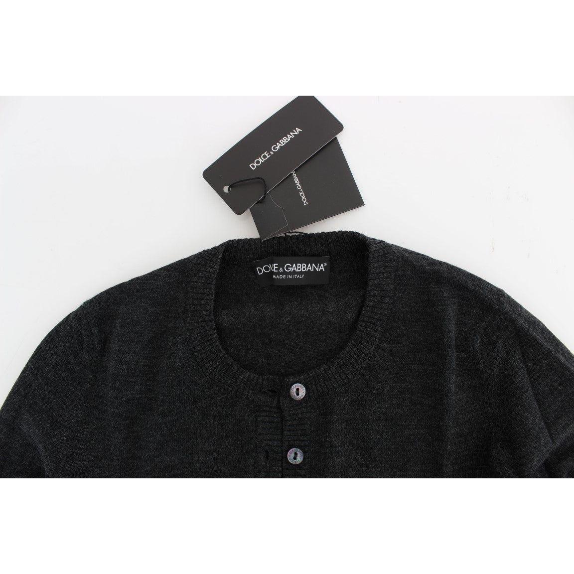 Dolce & Gabbana Gray Wool Button Cardigan Sweater