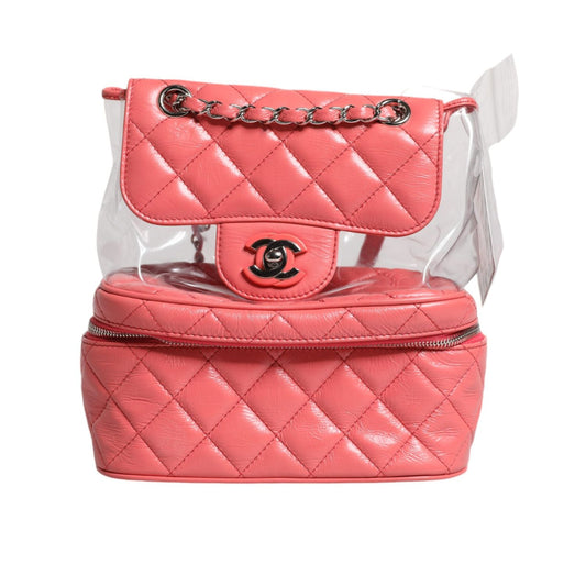 Chanel Pink Vinyl Leather Backpack Purse Bag CHA56
