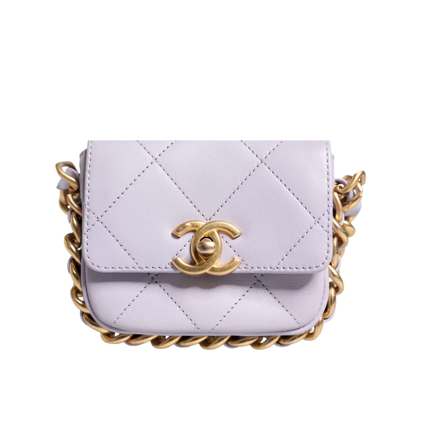 Chanel Blue Quilted Calfskin Framing Chain Flap Mini crossbody Bag