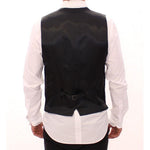 Dolce & Gabbana Gray Striped Wool Single Breasted Vest