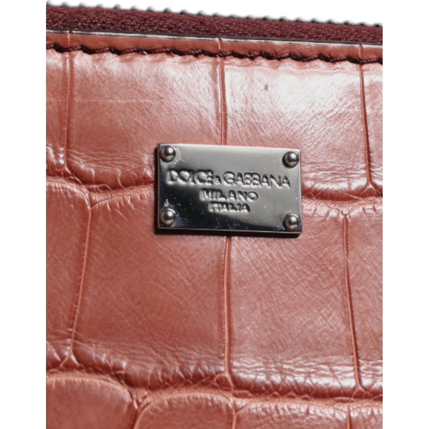 Dolce & Gabbana Bordeaux Croc Leather Logo Plaque Men Briefcase Bag