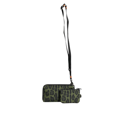 Dolce & Gabbana Green Leopard Leather Logo Plaque Multifunctional Kit Bag