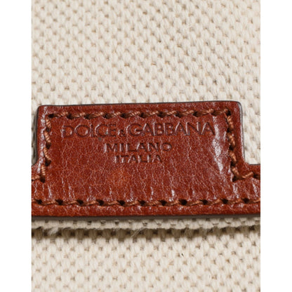 Dolce & Gabbana Beige Brown Canvas Leather EDGE Travel Men Back Pack Bag