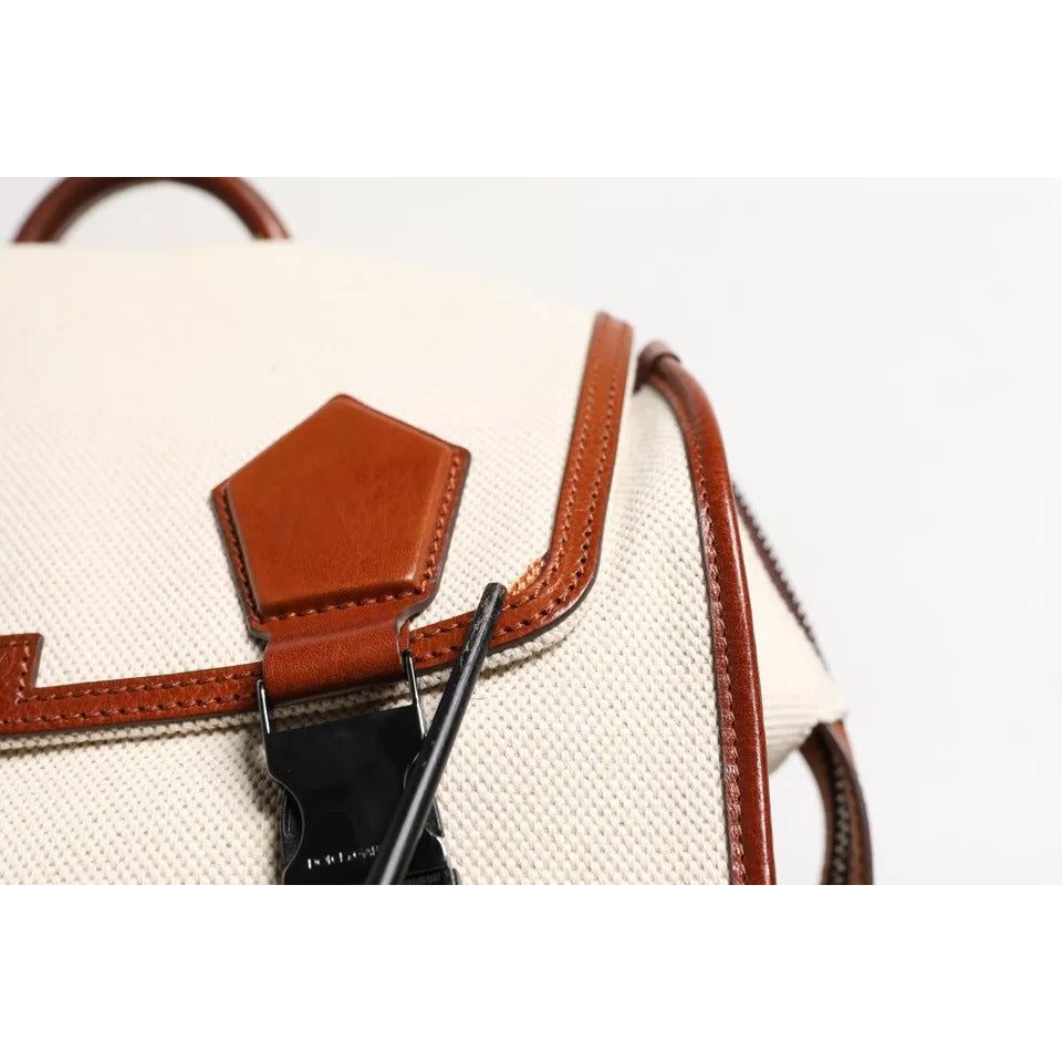 Dolce & Gabbana Beige Brown Canvas Leather EDGE Travel Men Back Pack Bag BAG4058