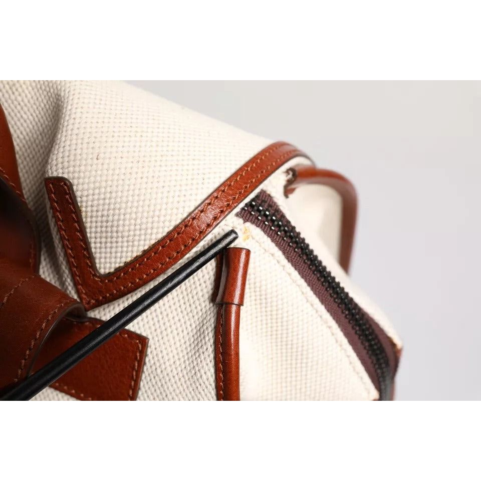 Dolce & Gabbana Beige Brown Canvas Leather EDGE Travel Men Back Pack Bag BAG4058