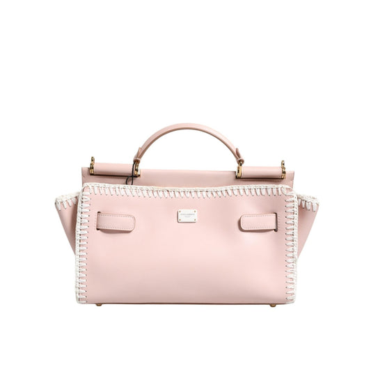 Dolce & Gabbana Light Pink Logo Plaque Soft Leather Strap Crossbody Bag BAG4009