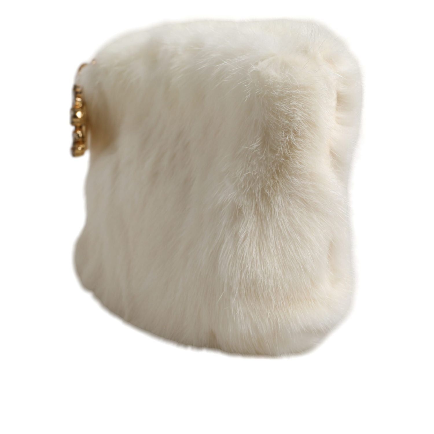 Dolce & Gabbana White Fur Handbag Clutch Purse Pouch Bag