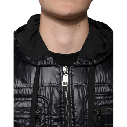Dolce & Gabbana Black Nylon Hooded Full Zip Blouson Jacket