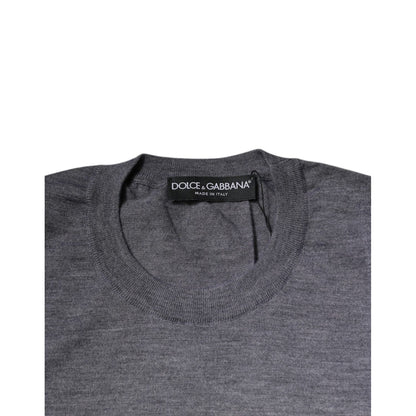 Dolce & Gabbana Gray Cashmere Crew Neck Pullover Sweater
