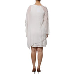 Blumarine White Floral Embroidery Viscose Chiffon Shift Dress