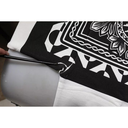 Dolce & Gabbana White Black Printed Cotton Sweatshirt Sweater