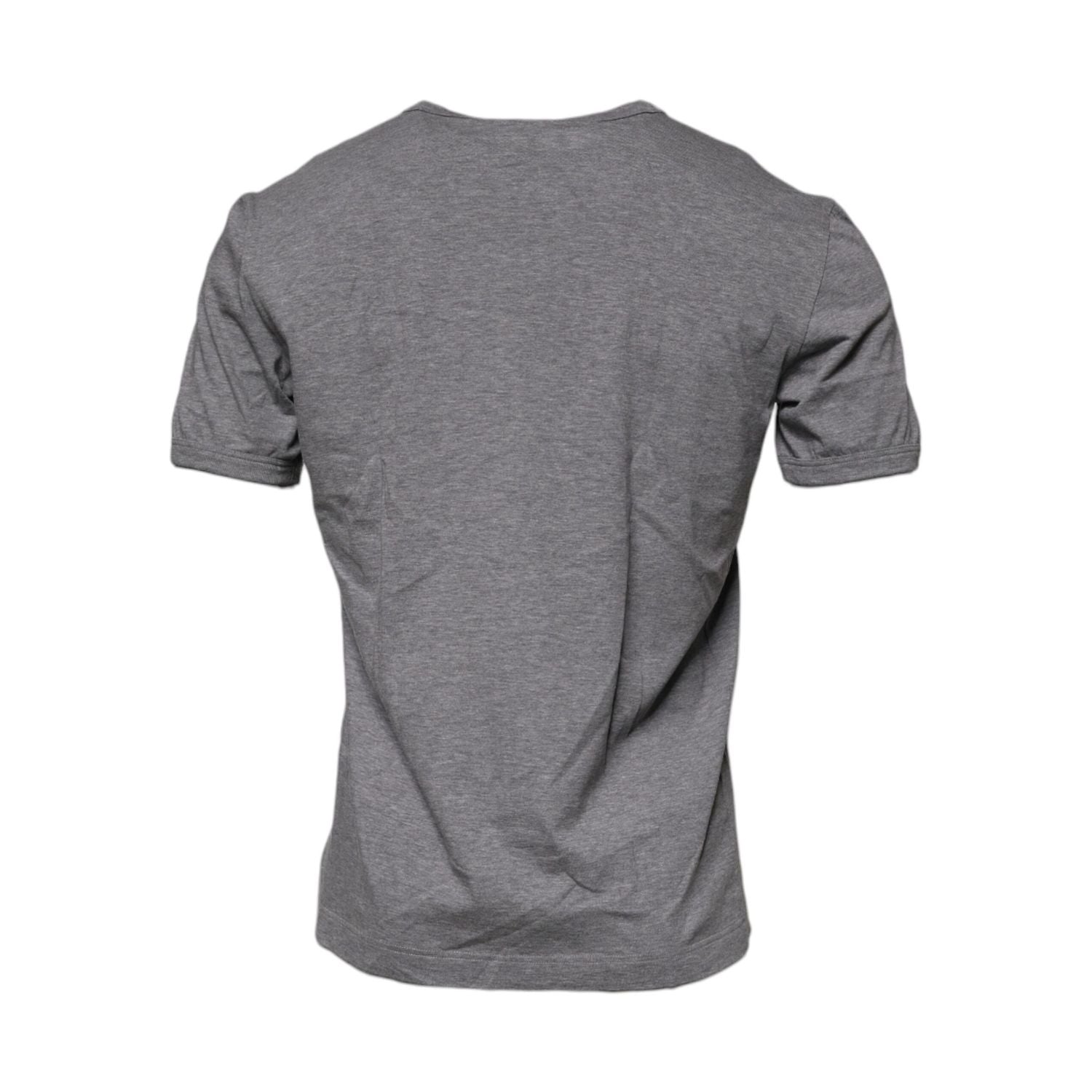 Dolce & Gabbana Gray Logo Print Cotton Crew Neck Men T-shirt