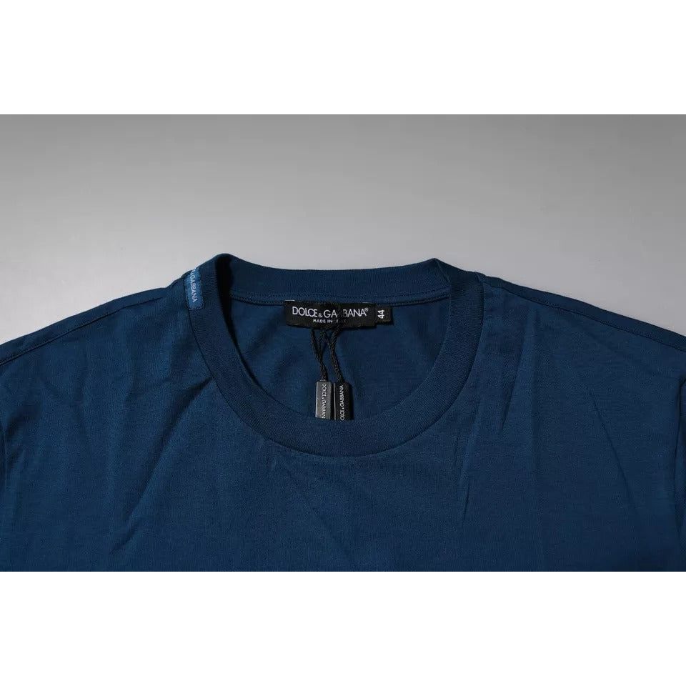 Dolce & Gabbana Blue Crown Bee Cotton Men Crew Neck T-shirt TSH90016-44