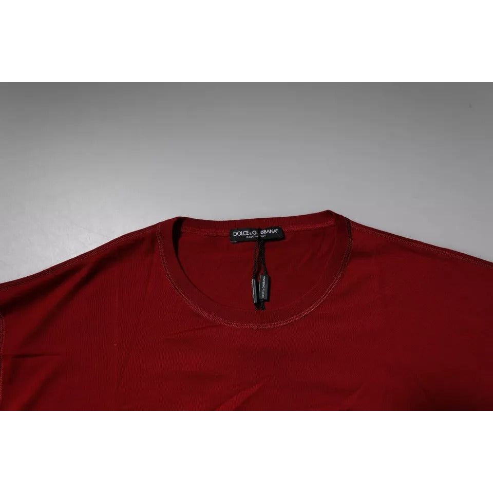 Dolce & Gabbana Red Logo Tape Cotton Crew Neck T-shirt TSH90048-44